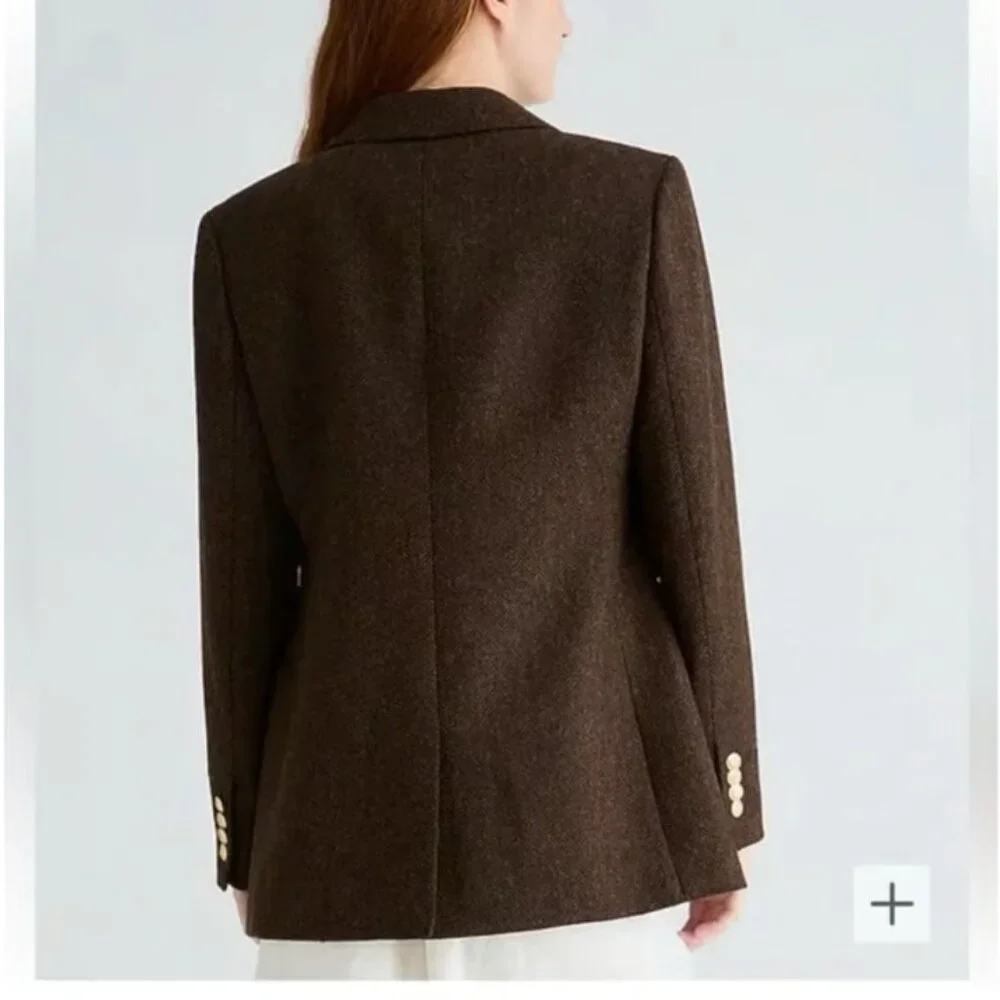 NWT J.Crew Willa Blazer in Brown Chocolate Umber Herringbone Wool Jacket 4P